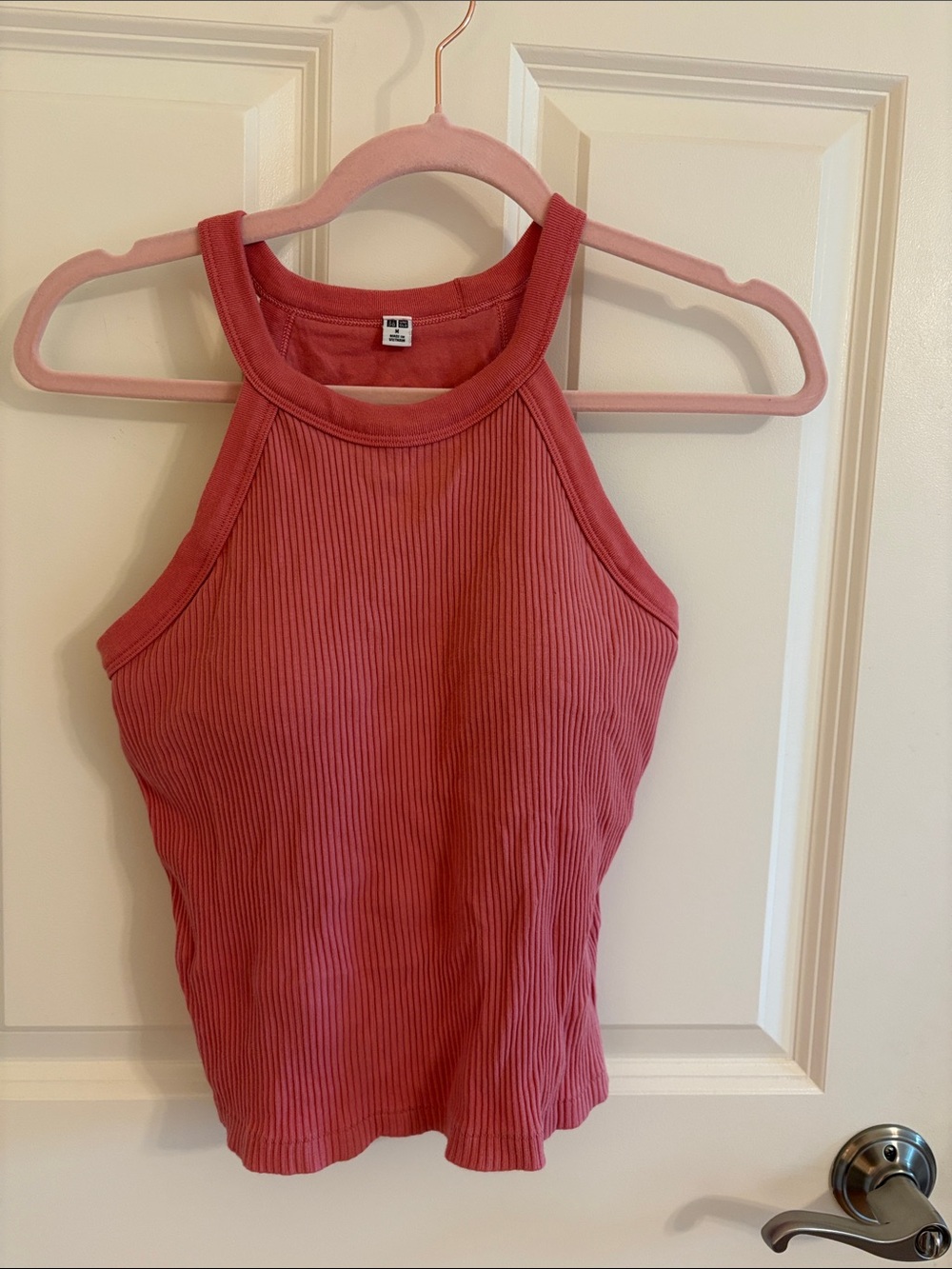 Uniqlo Ribbed Halter Crop Top - Rose